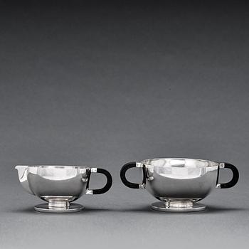 Guttorm Kristiansen (Gagnes), a four pieces 830/1000 silver tea- and coffee service, David-Andersen, Norway 1927-49.