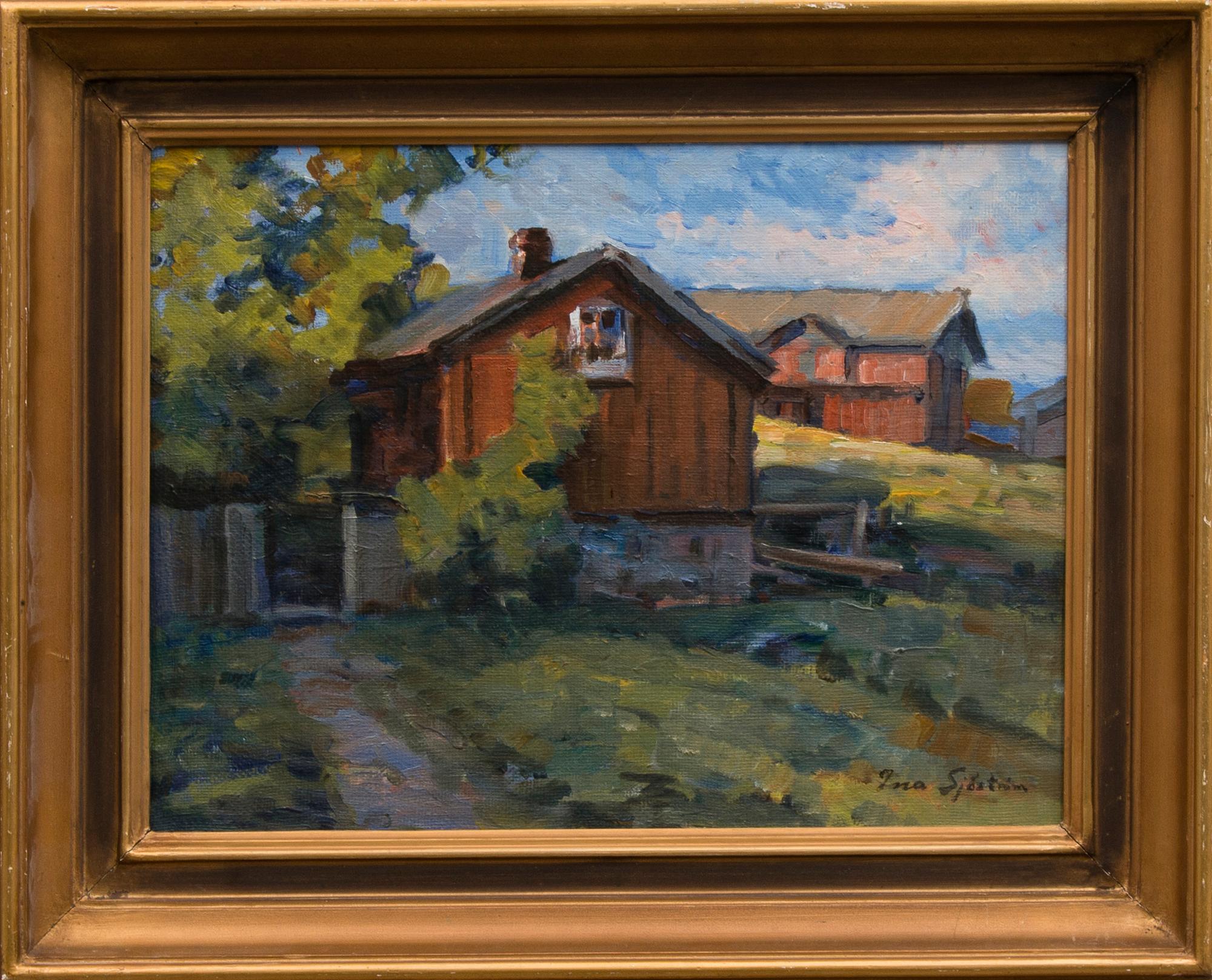 INA SJÖSTRÖM, olja på duk, uppfodrad på skiva, signerad.