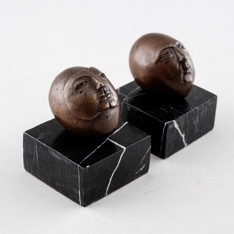 UNKNOWN ARTIST, two bronze sculptures, signed 'O.W.' and numbered 9/100 and 11/100.