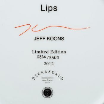 A 'Lips' porcelain plate by Jeff Koons, Bernardaud, edition 826/2500.