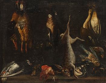 732. Jacopo da Empoli, follower of, Pantry with birds, hare, and fish.