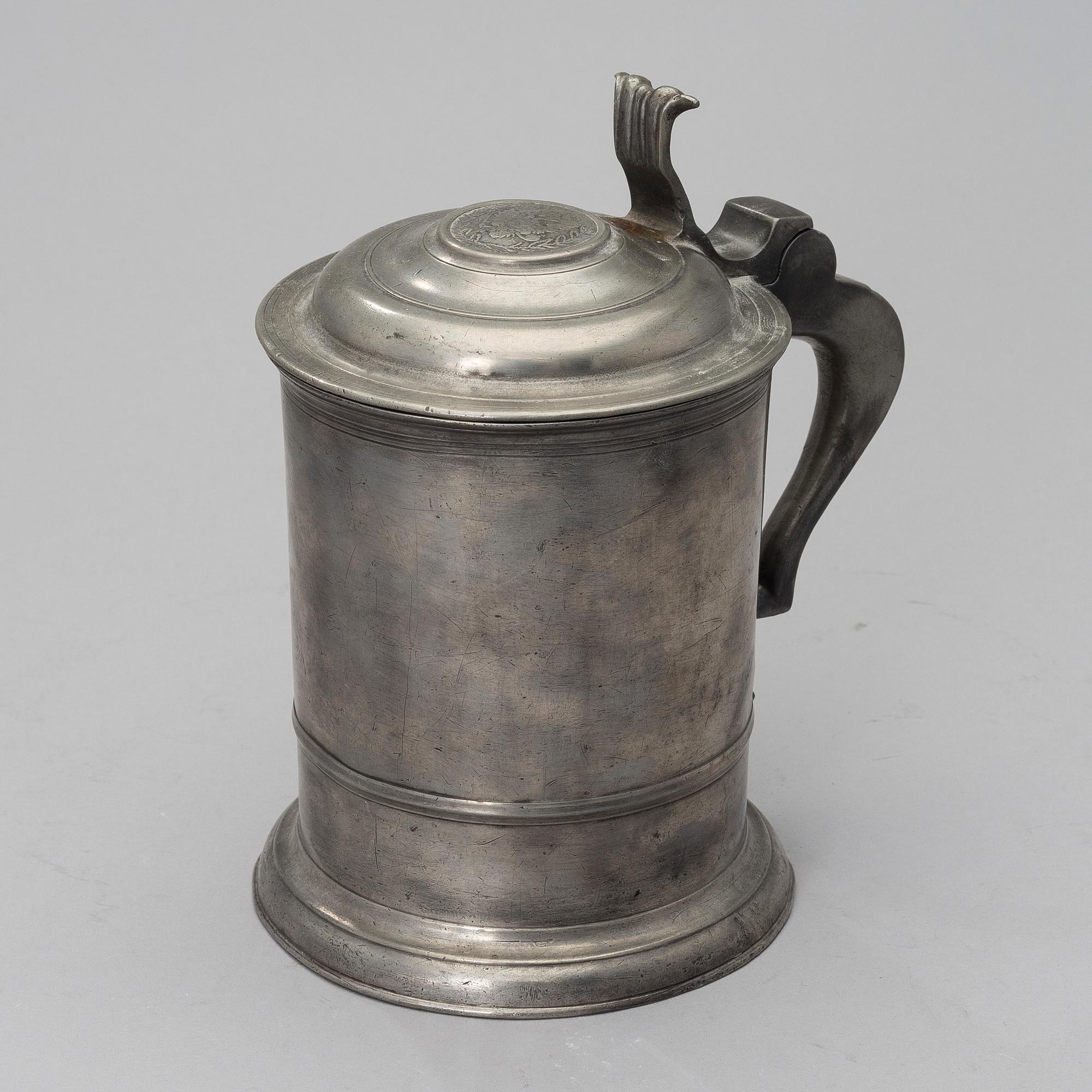 An 1840 pewter tancard by Johan Lindblad, Turku Finland.