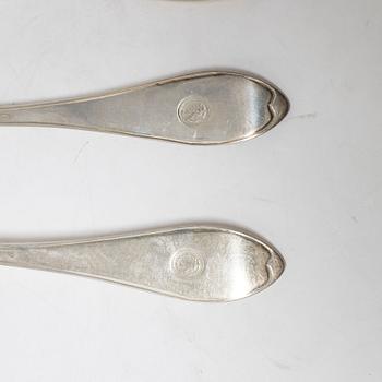 Carl Magnus Ryberg, matgafflar, 6 st, silver, gammalsvensk modell, Stockholm 1818.