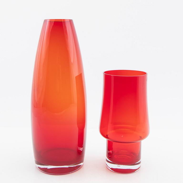 Tamara Aladin, Vases, 4 pcs, glass, Riihimäen Lasi, Finland, 1960s/70s.