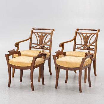 Karstolar, ett par, samt banketter, ett par, Karl Johan, 1800-talets första hälft.