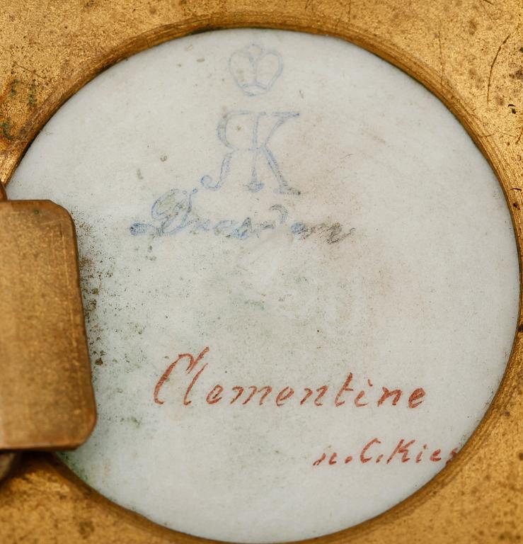 SKÄRPSPÄNNE, märkt Kiesel Dresden, 1800-tal.