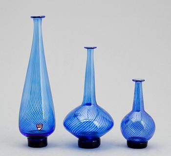 VASER, 3 st, glas, graal, Olle Alberius, Orrefors, 1986.