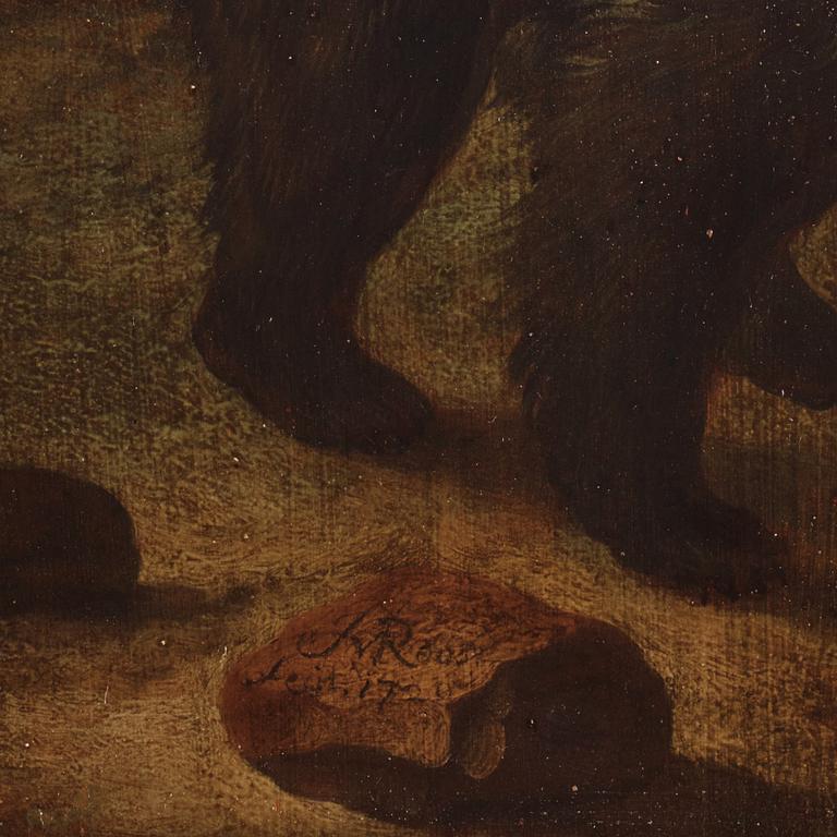 Johann Melchior Roos, Landscape with bears/leopards, a pair.