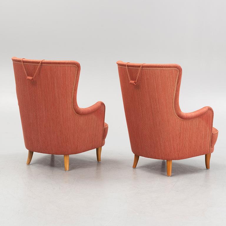 Carl Malmsten, fåtöljer, ett par, "Patron", AB O.H. Sjögren, Tranås.