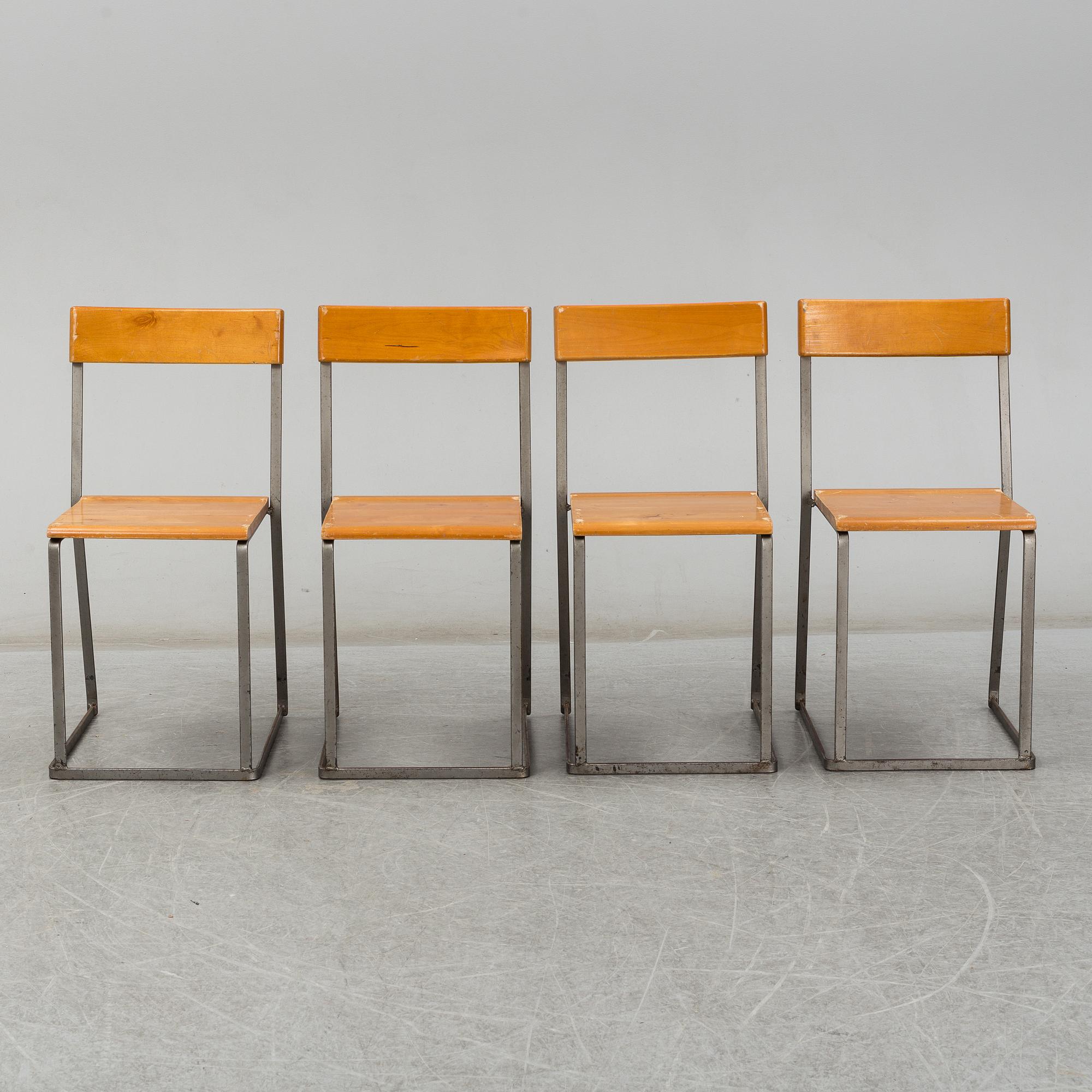 ARTHUR LINDQVIST, four chairs from Grythyttans stålmöbler, first half of the 20th Century.