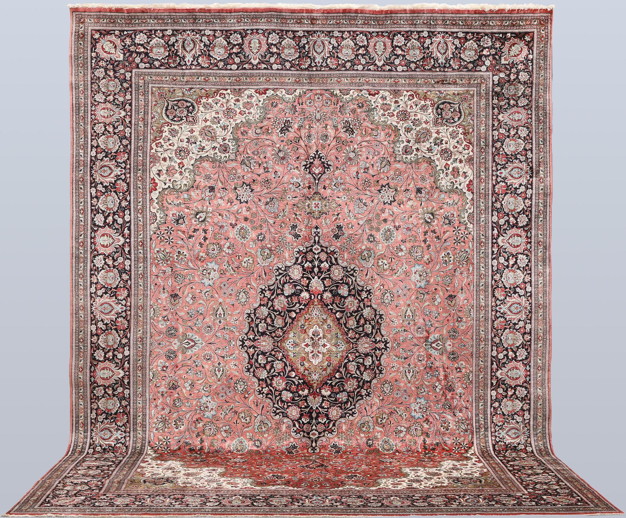 Rug, silk, Ghom, 424 x 307 cm.