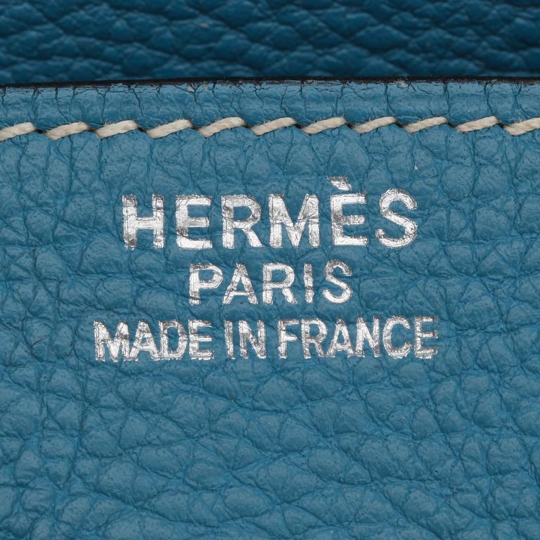HERMÈS, a tourillon clemence blue jean handbag, "Birkin 35".