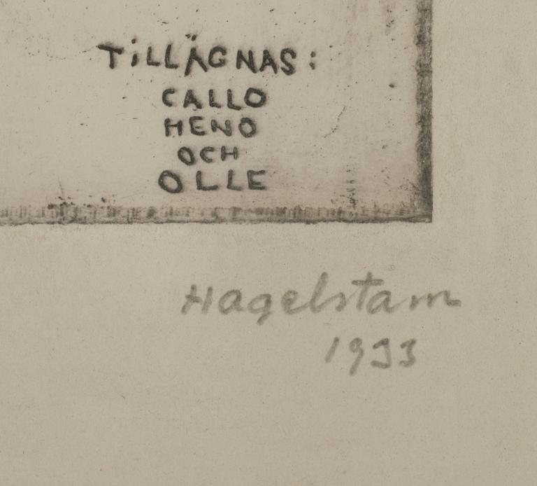 HJALMAR HAGELSTAM, etsning 18/25, signerad och daterad 1933.