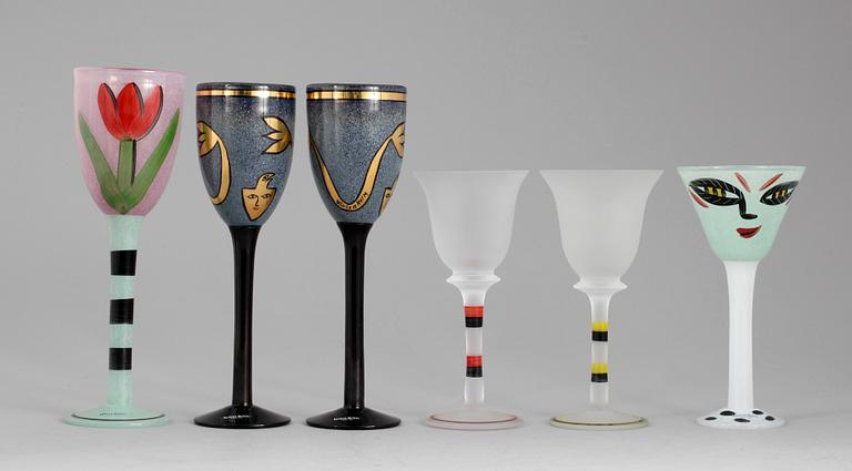 GLAS, 6 st. Ulrica Hydman Vallien, Kosta Boda.