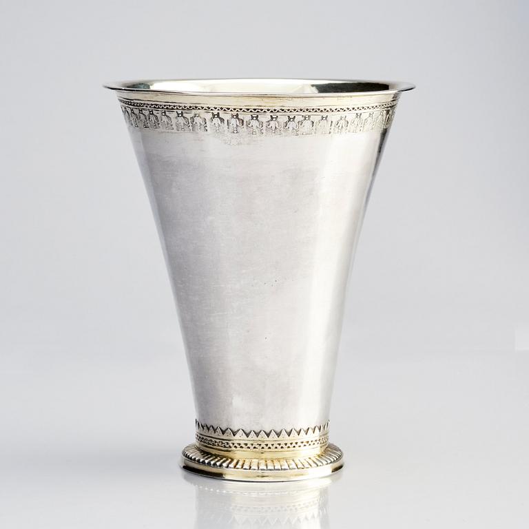 A Swedish parcel-gilt silver beaker, mark of Lars Magnus Kallerström, Kalmar 1779.