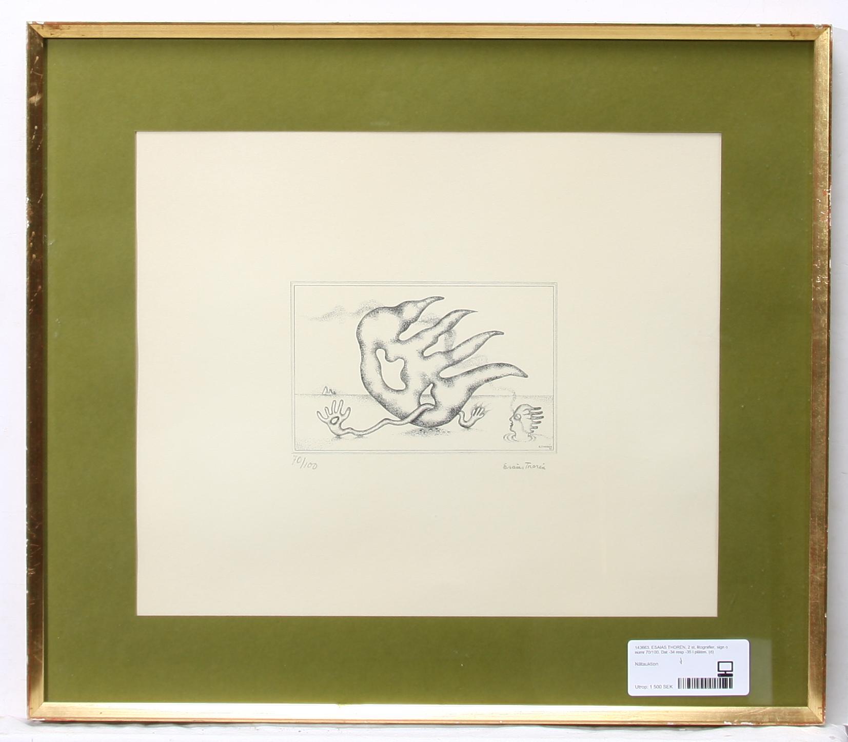 ESAIAS THORÉN, litografier, 2 st, sign o numr 70/100. Dat -34 resp -35 i plåten.