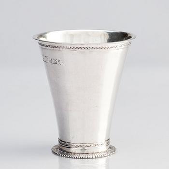 A Swedish silver beaker, marks of Johan Friedrich Steltzner, Malmö 1729.