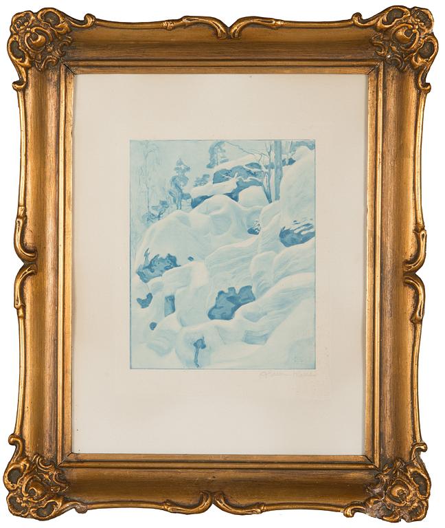 Akseli Gallen-Kallela, "Ilveslouhikko" (Rock cairn under snow).