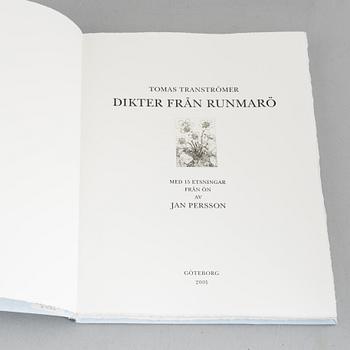 Tomas Tranströmmer, "Dikter från Runmarö". Med 15 etsningar från ön av Jan Persson.