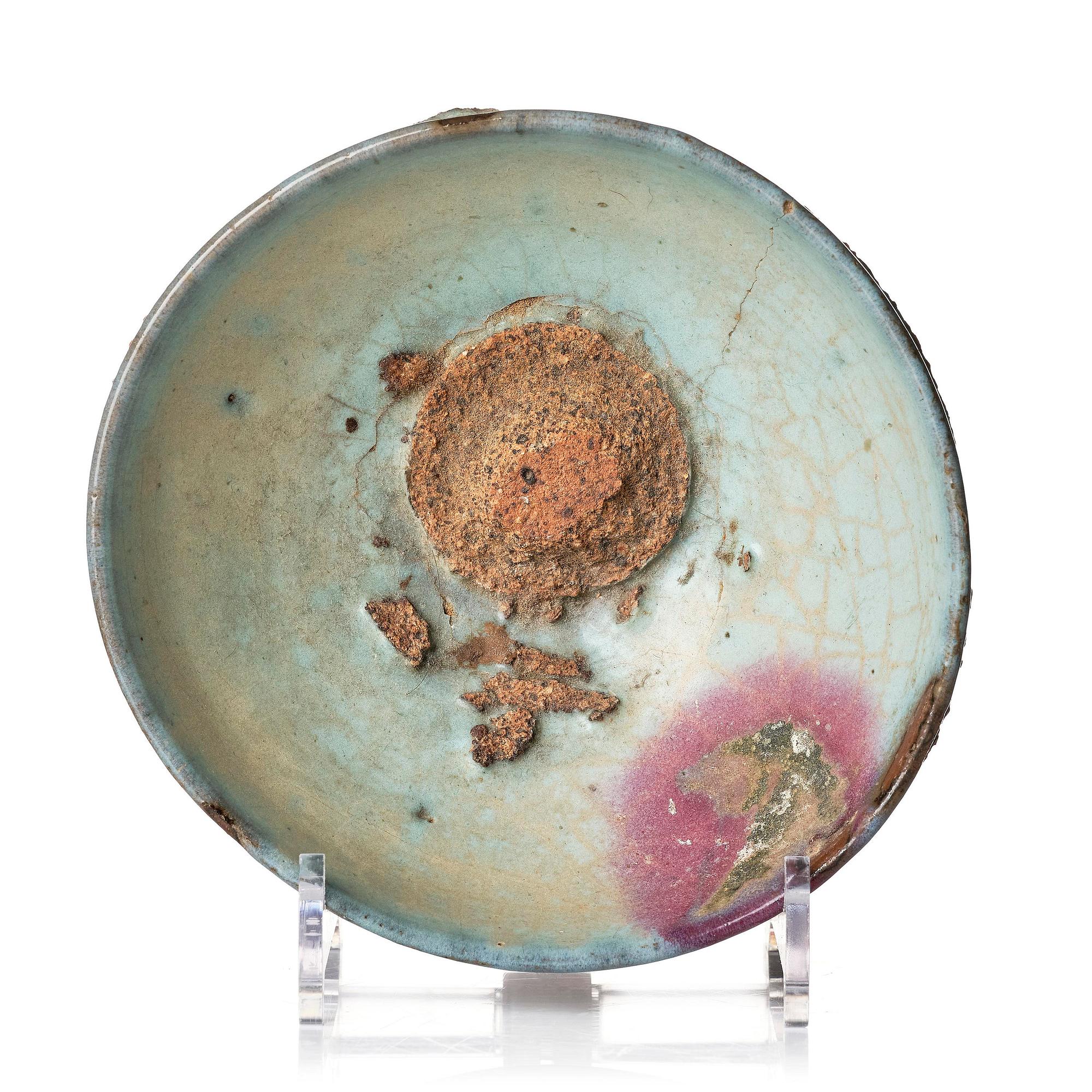 A Jun glazed purple splashed bowl 'study piece', Sung/Yuan dynasty.