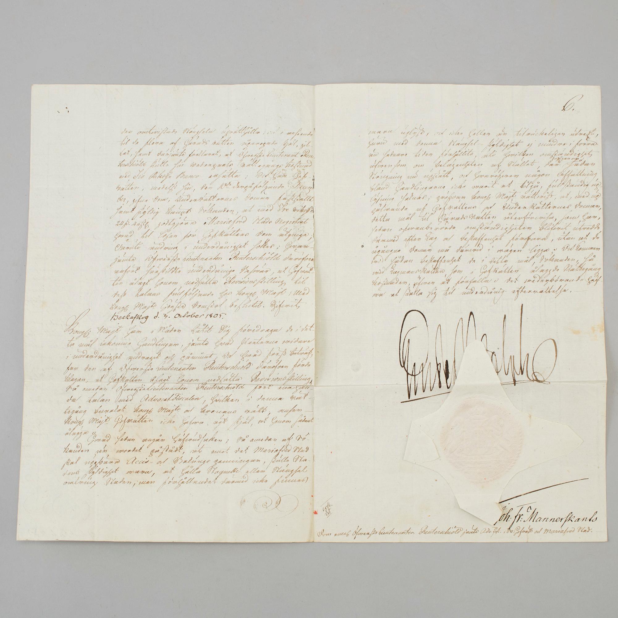 A ROYAL AUTOGRAPHS, 2 p, Gustav IV Adolf (1778-1837).