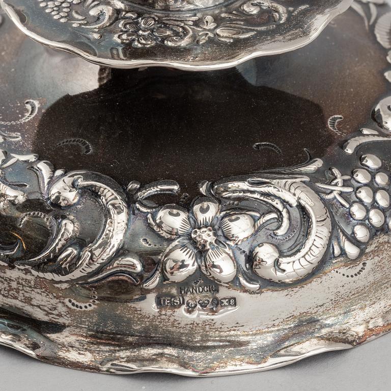 Tenn & Silver Ab, ljusstakar, ett par, silver, barockstil, Göteborg 1948.