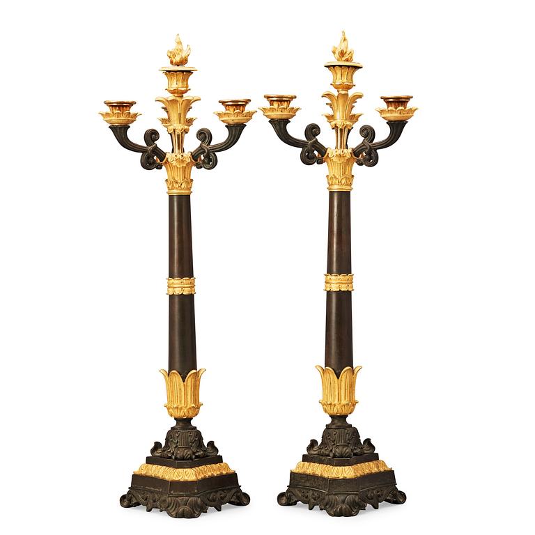 A pair of French Louis Philippe 19th century four-light candelabra.