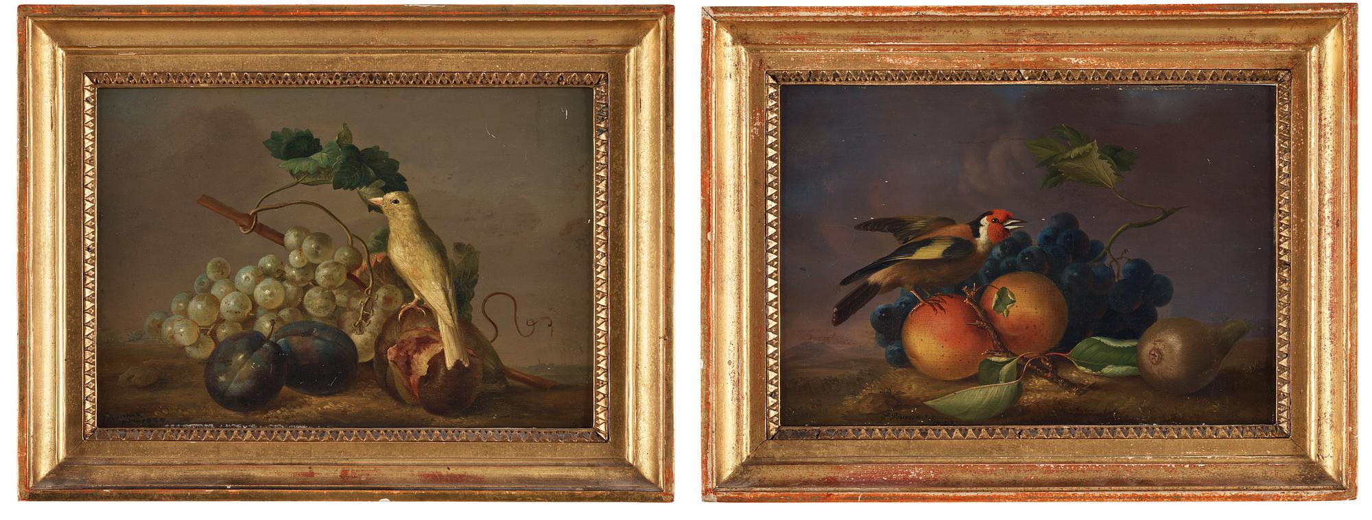 Leopold Brunner, Still lifes with birds and fruits (2).