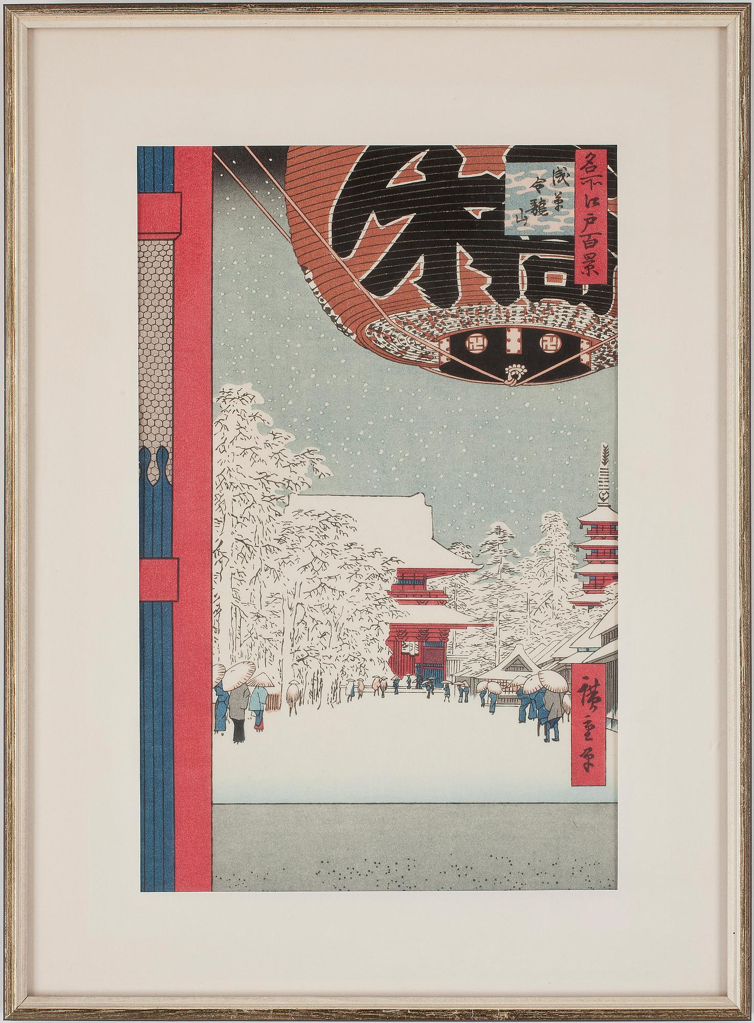ANDO UTAGAWA HIROSHIGE, efter, träsnitt 6 st. Senare tryck. Japan. 1900-tal.