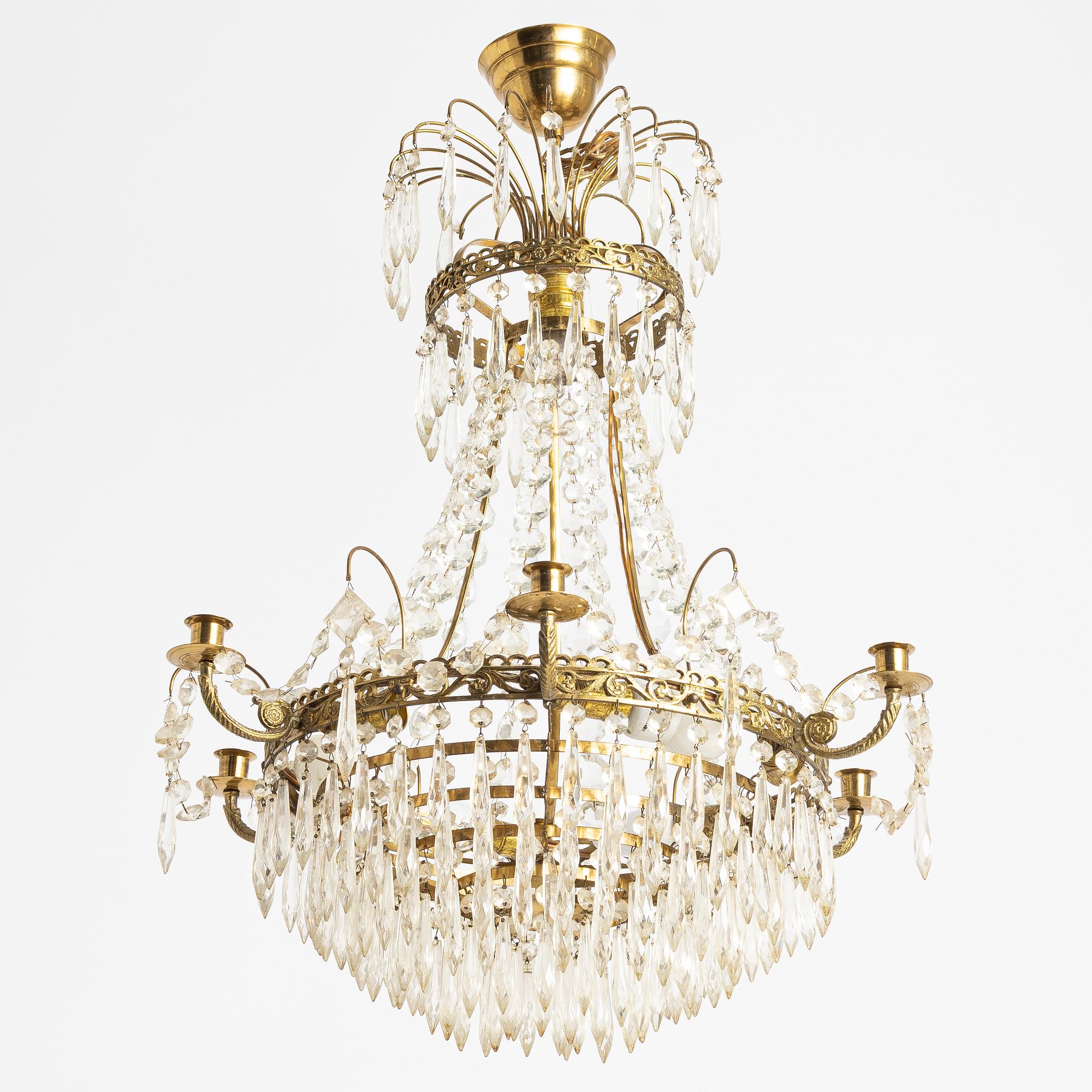 Chandelier, Gustavian style, first half of the 20th century.