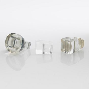 Siv Lagerström, three acrylic rings, 1970s.