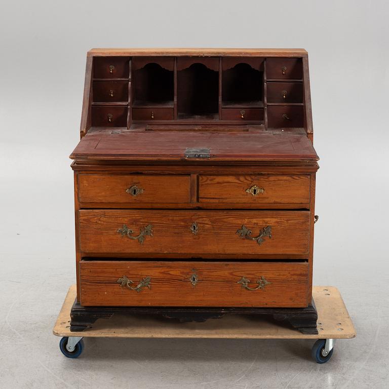 A pinewood secretaire, 18th Century.