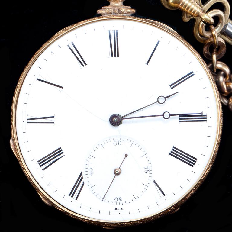 FICKUR, 18K guld, samt berlock, 18K guld, 1900-talets början/första hälft.