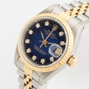 Rolex, Oyster Perpetual, Datejust, "Blue Diamond Vignette Dial", armbandsur, 26 mm.