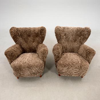 Armchairs, a pair from the 1940s.
