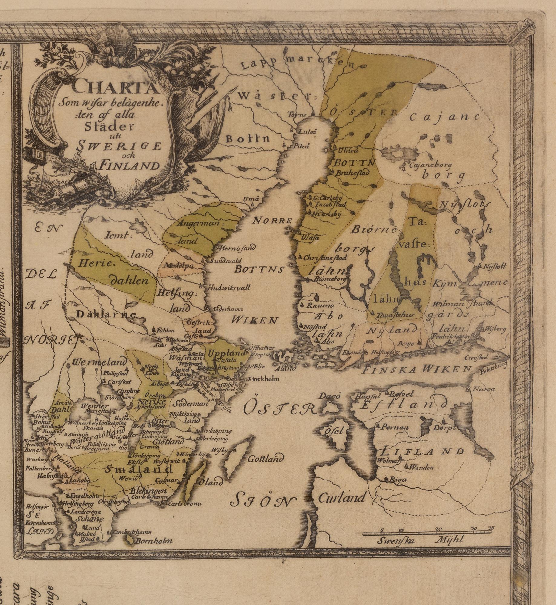 Carl Bergquist, handkolorerat kopparstick, 1700-talets mitt.