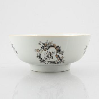 A Chinese grisaille punch bowl, Qing dynasty, Qianlong (1736-95).