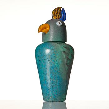 Monica Backström, urna med lock/ skulptur, glas, Kosta Boda 1990, unik.