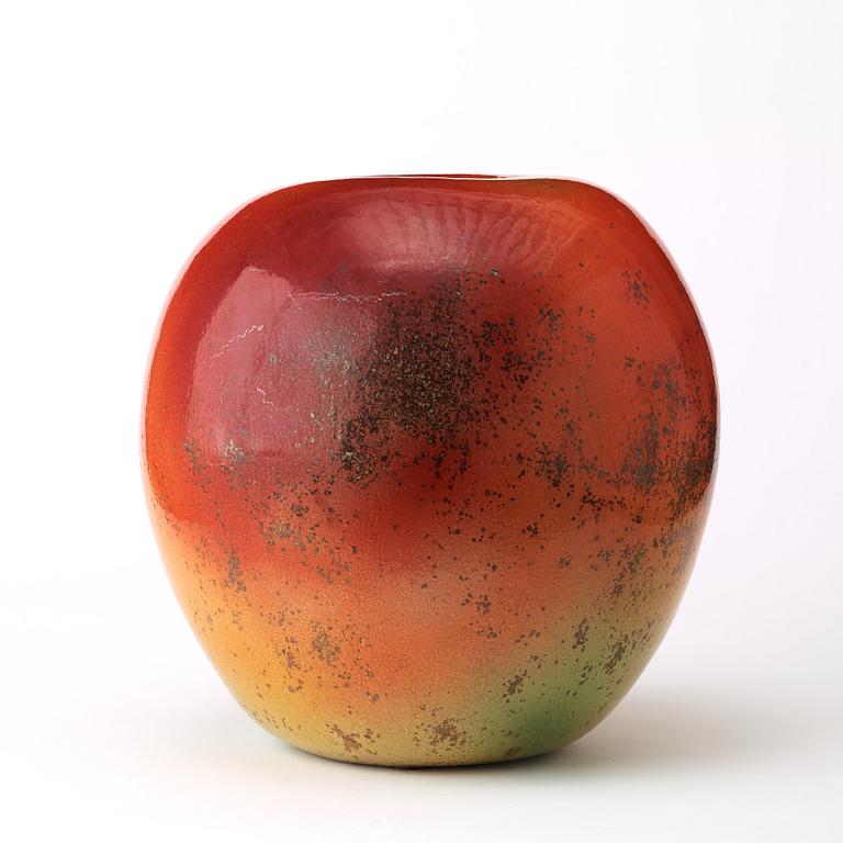 A Hans Hedberg faience sculpture of an apple, Biot France.