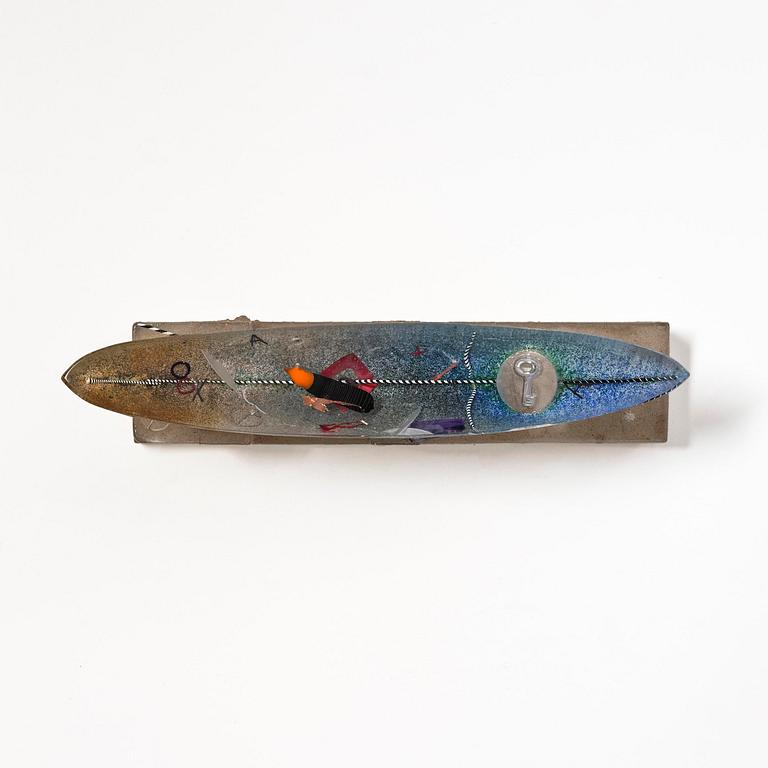Bertil Vallien, a unique sand cast glass sculpture of a boat, Kosta Boda.