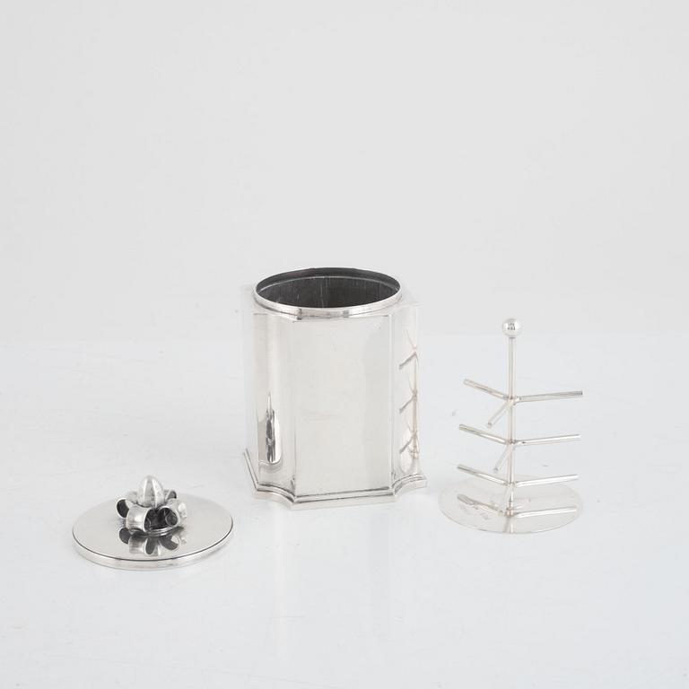 A Sterling Silver Cigarette Jar, mark of Atelier Borgila, Stockholm 1948.