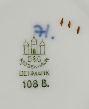 KAFFEKOPPAR MED FAT, 10 st, porslin, Bing & Gröndahl, Danmark.