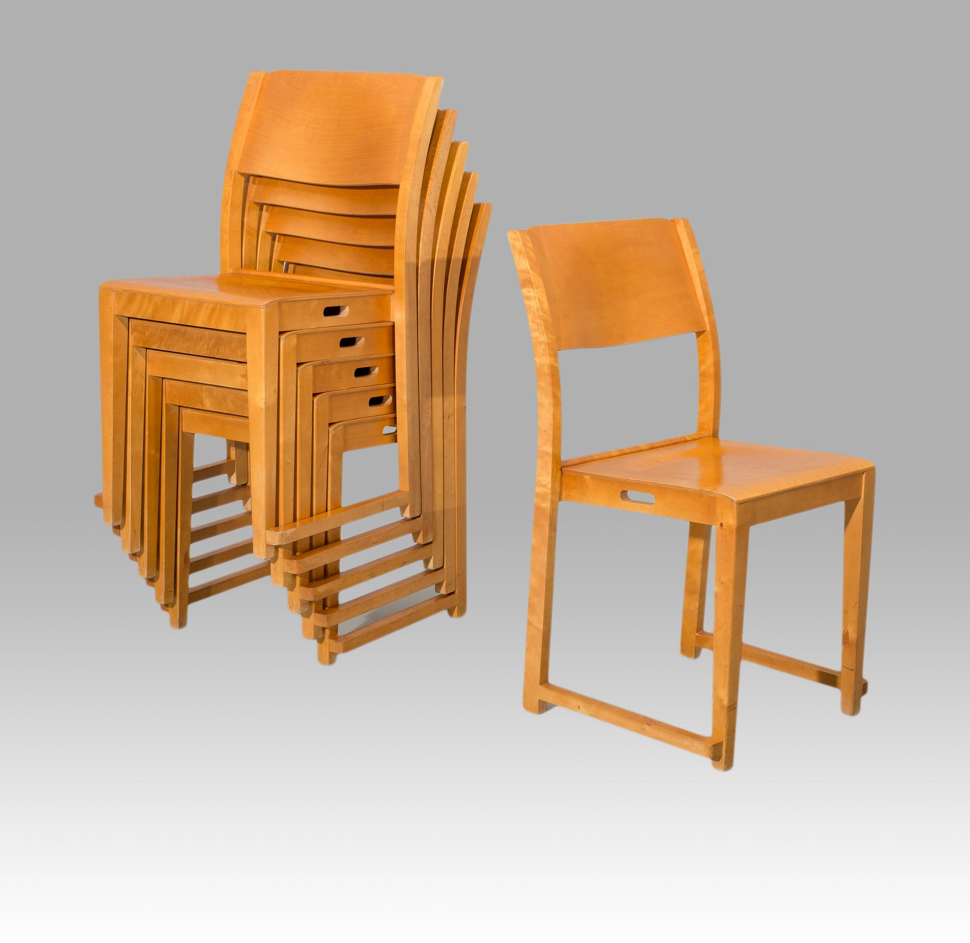 STOLAR, 6 st, "Orkesterstolen", Sven Markelius, 1900-talets mitt.