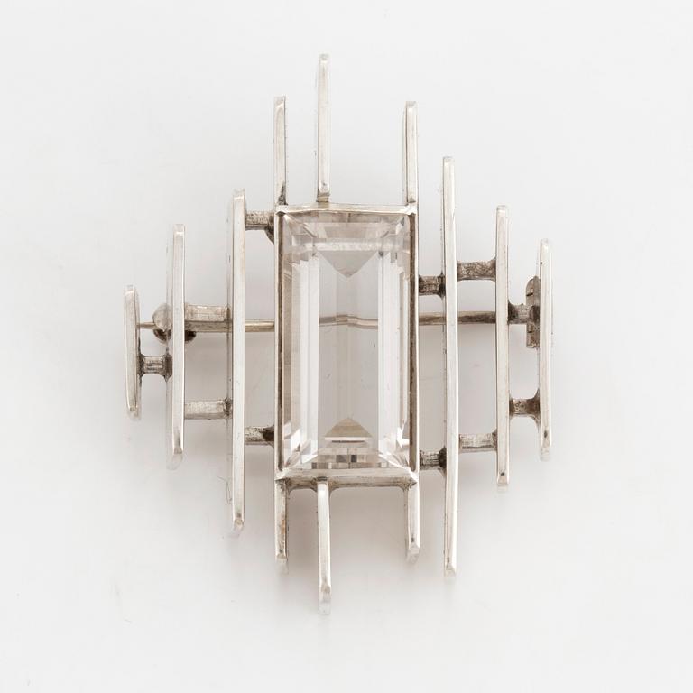 REY URBAN, a sterling silver and rock crystal brooch from Stockholm, 1965.