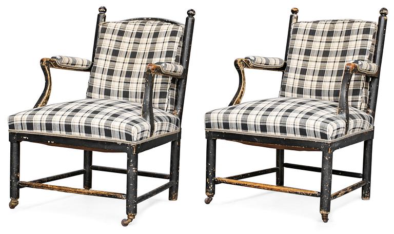 A pair of Gustavian armchairs.