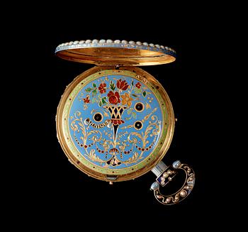 A Piquet & Meylan gold and enamel musical quarter repeater for the Chinese market, c. 1820.