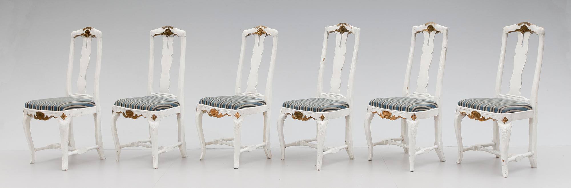 STOLAR, 6 st, senbarock, 1700-tal.