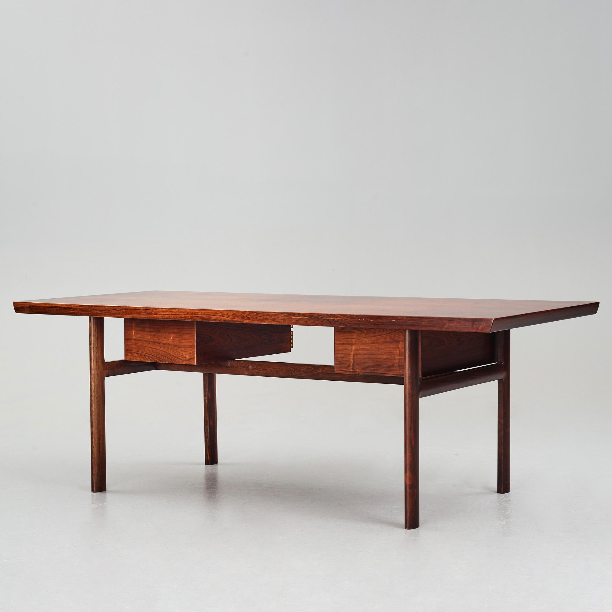 Peter Hvidt & Orla Mølgaard Nielsen, an executive desk, by cabinetmaker Ludvig Pontoppidan, Denmark, 1950-60's.