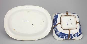 SERVIS, 25 delar, flintgods, Wedgewood, "Willow", 1800-1900-tal.