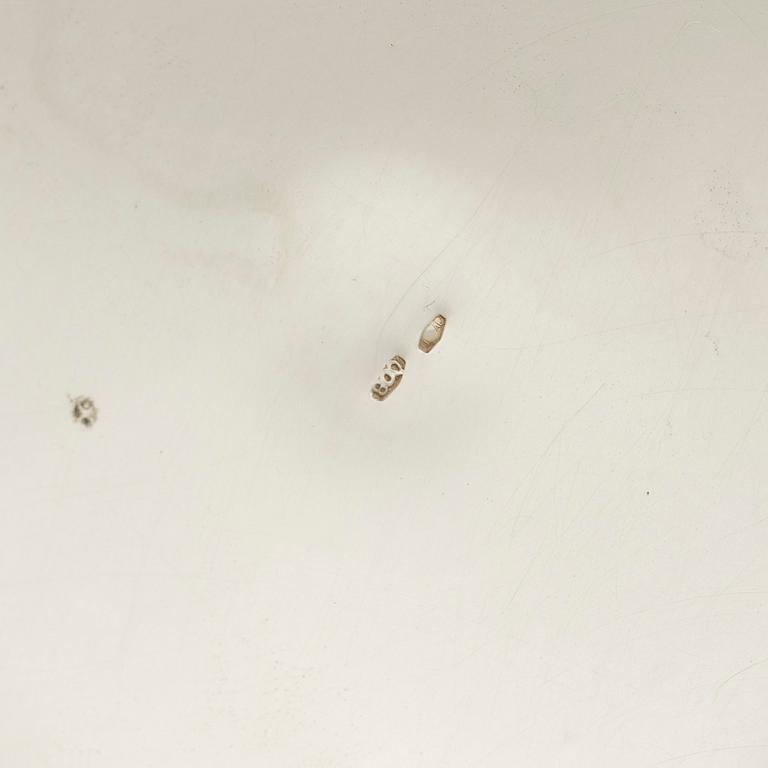 An Italian silver teapot, cream jug and sugar bowl, 20th century.